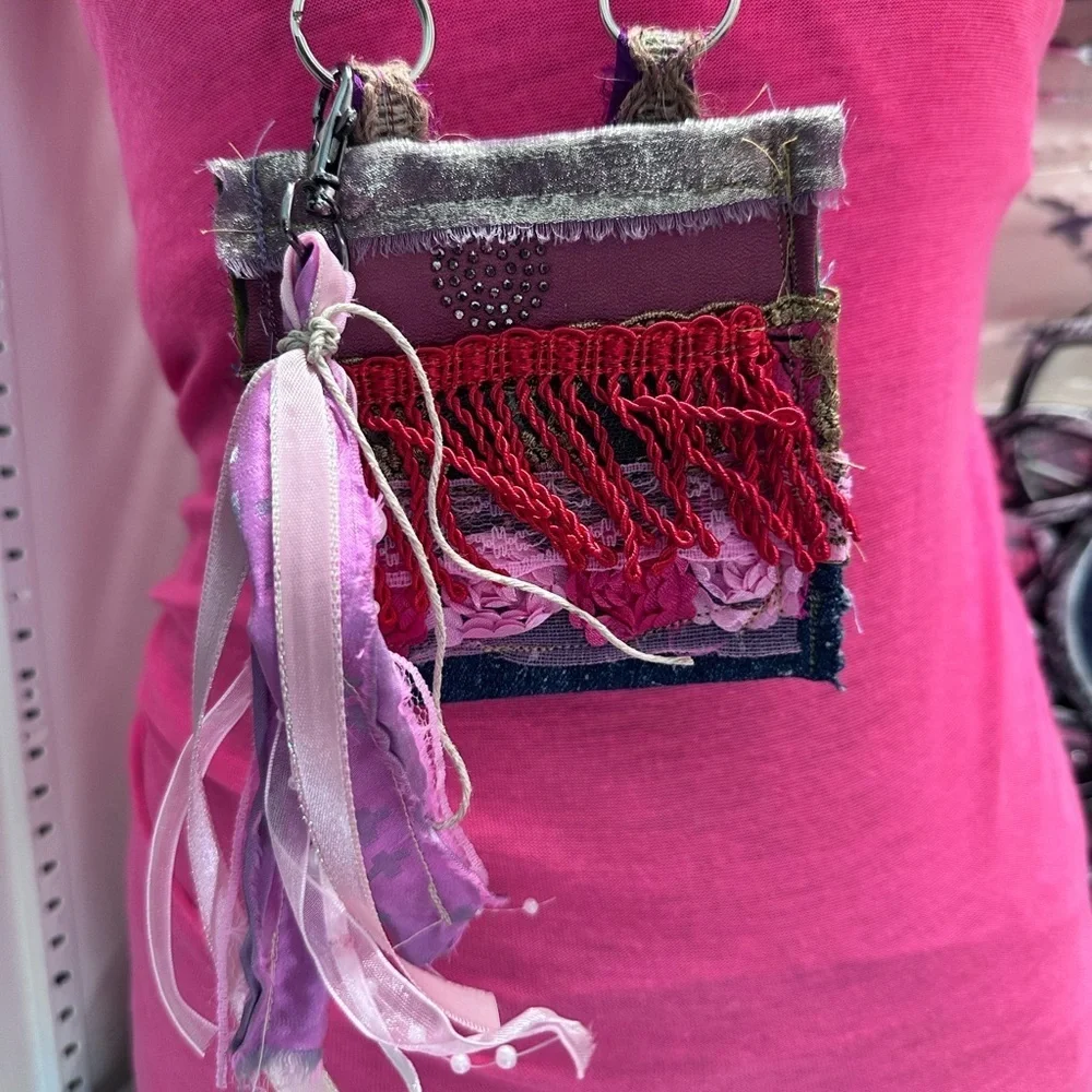RUBYRUDI Necklace Purse, Hand Crafted, Amulet Wallet Pouch Artisan OOAK Signed
